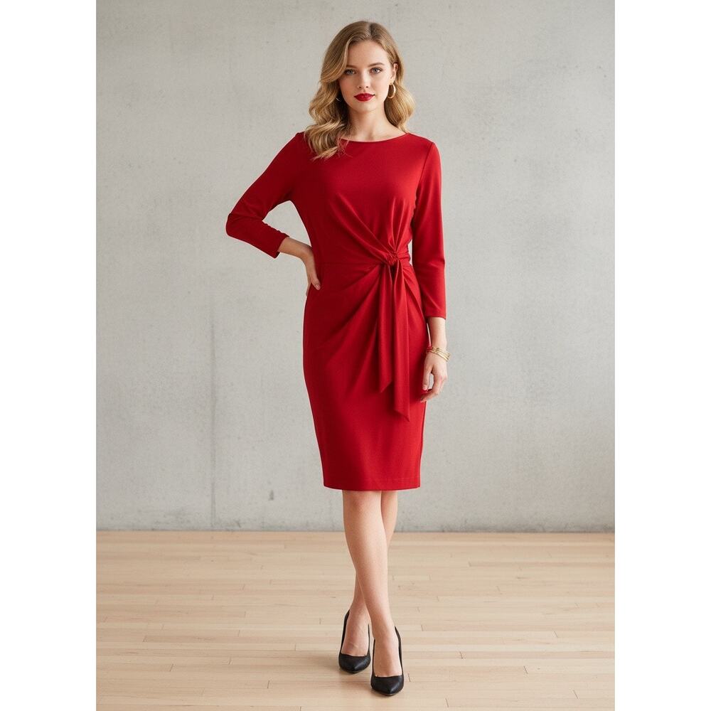 Diane von Furstenberg Red Silk Blend Twist Knot Dress Size 8